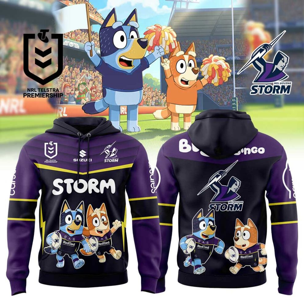 Melbourne Storm Bluey And Bingo Hoodie Football Related Gifts