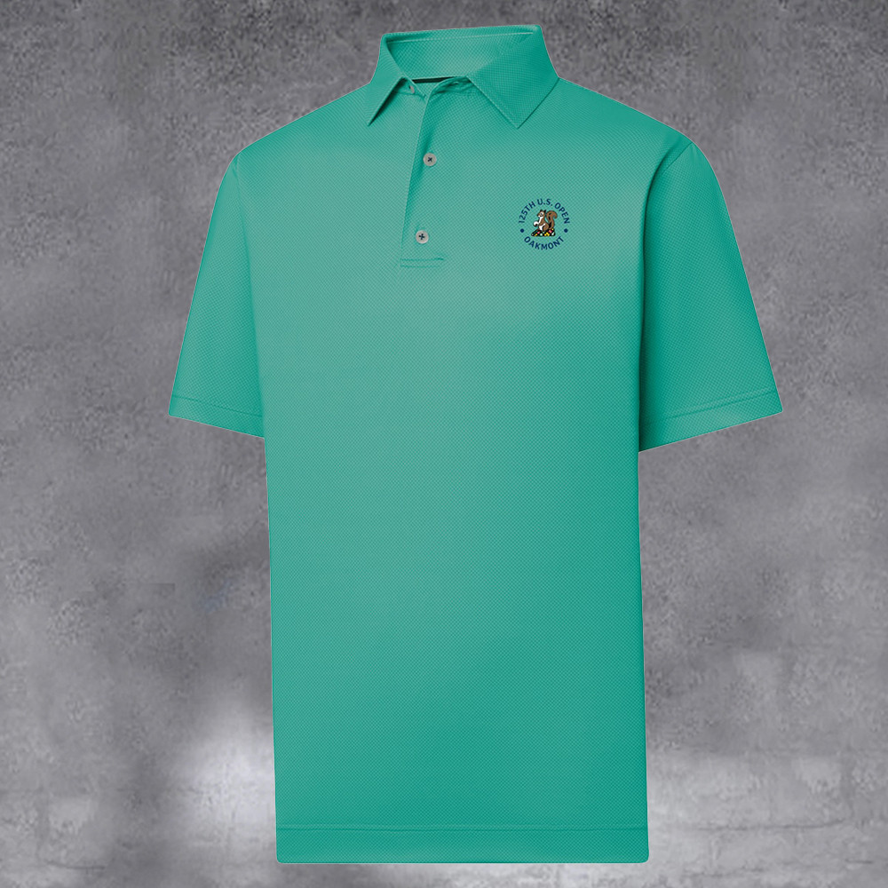 Men's 2025 U.S. Open Green Tonal Dot Print Lisle Polo Gifts For Dad