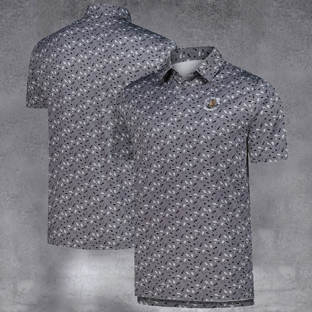 Men's 2025 U.S. Open Heather Charcoal Driven Polo Good Gifts For Golf Players