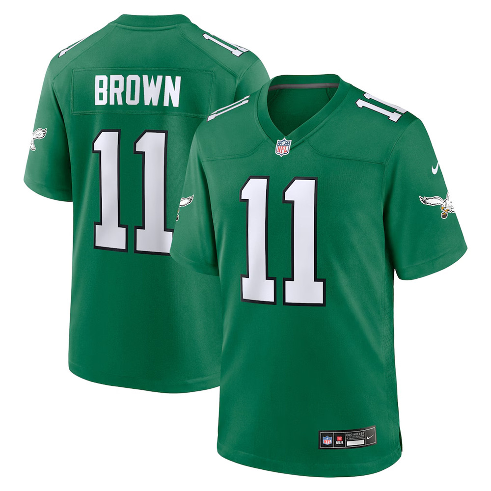 Men's Nike A.J. Brown Kelly Green Philadelphia Eagles Jersey Gifts For Football Fan