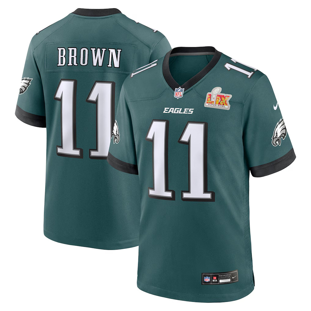 Men's Nike A.J. Brown Midnight Green Philadelphia Eagles Super Bowl LIX Jersey