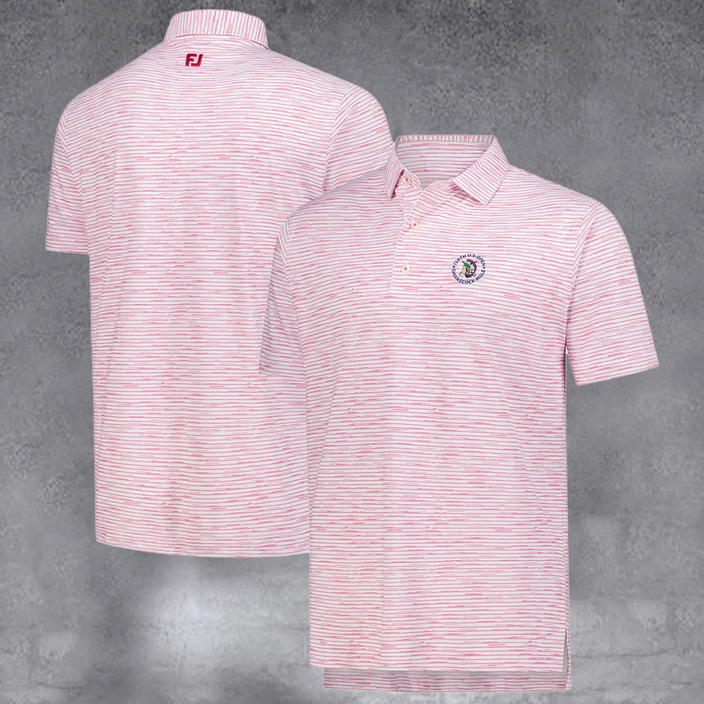 Men's Pink 2026 U.S. Open Broken Stripe Pique Prodry Polo Best Merch Gifts For Sport Clubs