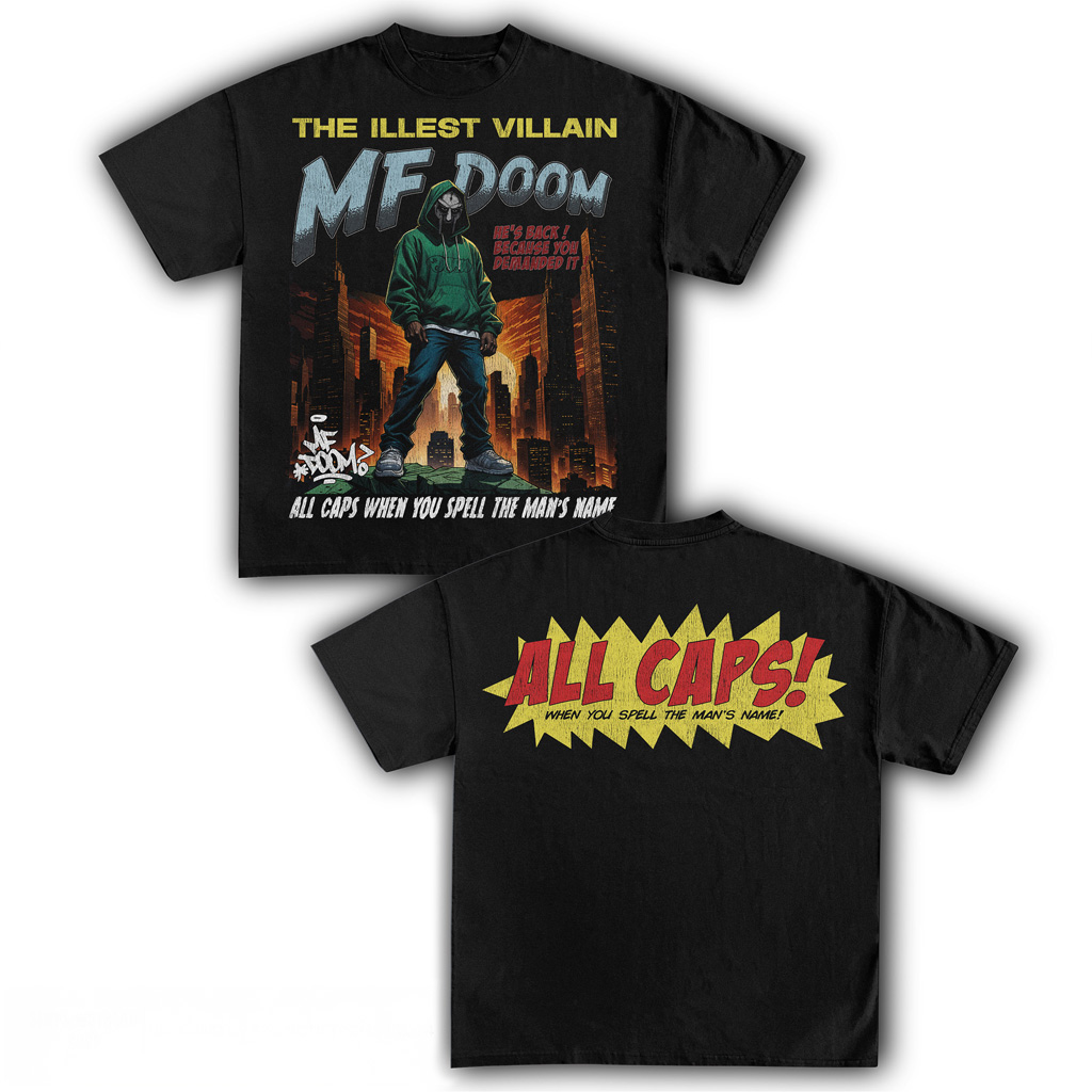 MF Doom The Illest Villain All Caps T-shirt MF Doom Merch Gifts For Music Lovers