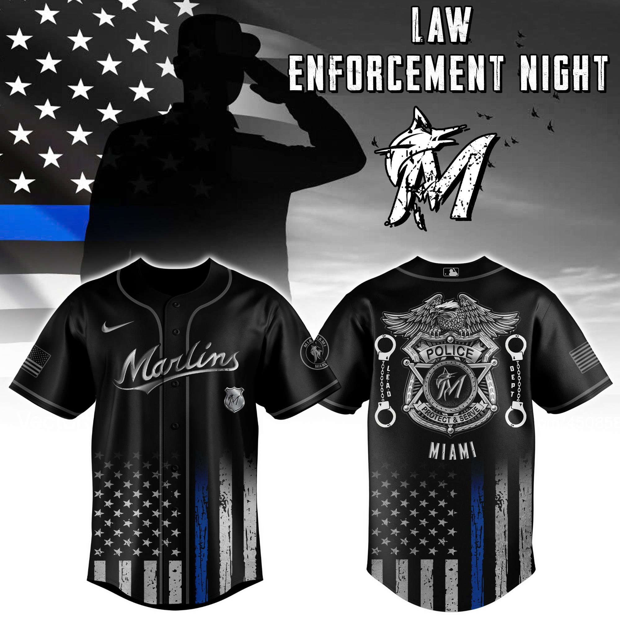 Miami Marlins MLB x Law Enforcement Night Edition Jersey 2025 Miami Marlins Merch