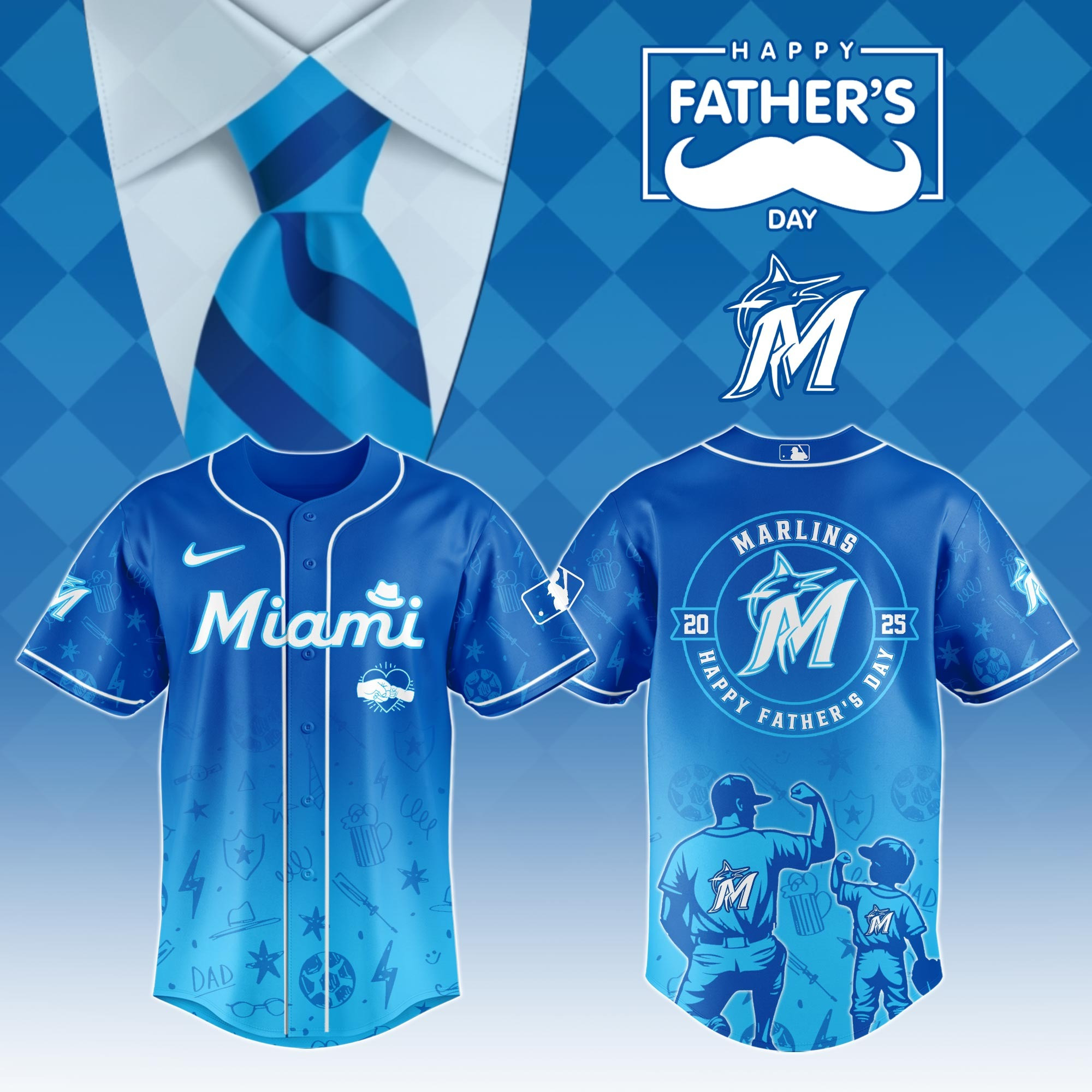 Miami Marlins Special Father's Day 2025 Limited Edition Jersey Miami Marlins Merch