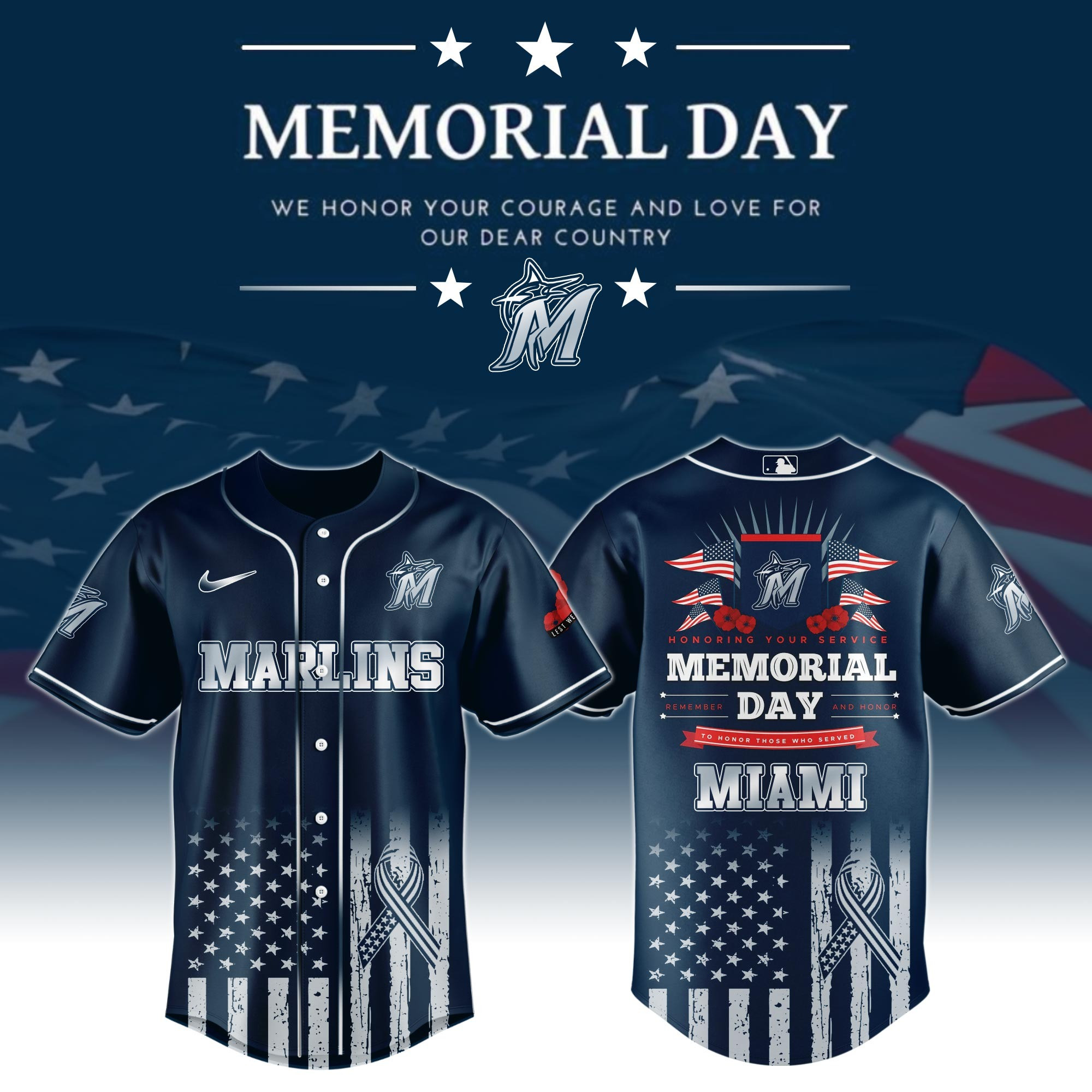 Miami Marlins Special Memorial Day Limited Edition Jersey Miami Marlins Merch