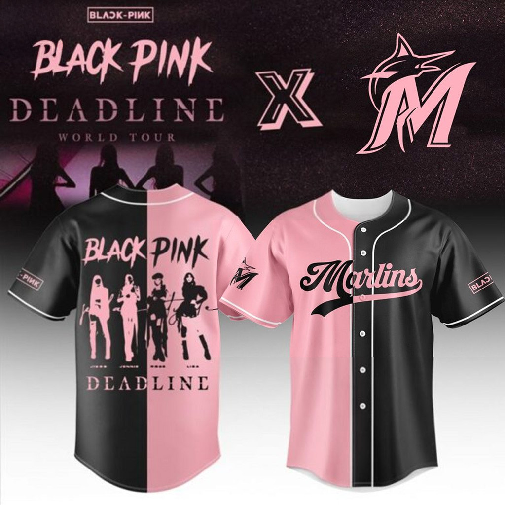 Miami Marlins X Blackpink Deadline World Tour 2025 Baseball Jersey Miami Marlins Merch Her Gifts