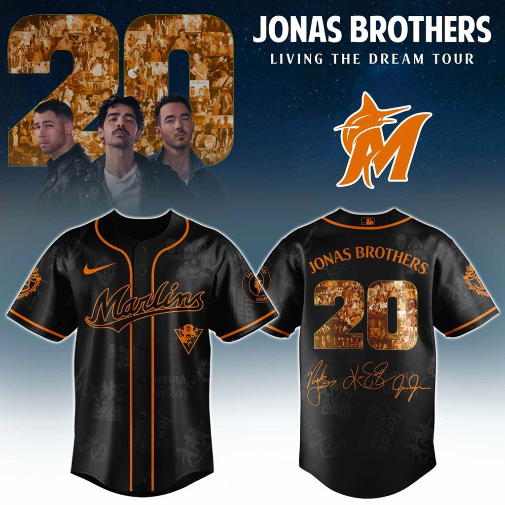 Miami Marlins X Jonas Brothers Living The Dream Tour 2025 Jersey Miami Marlins Merch Dad Gifts