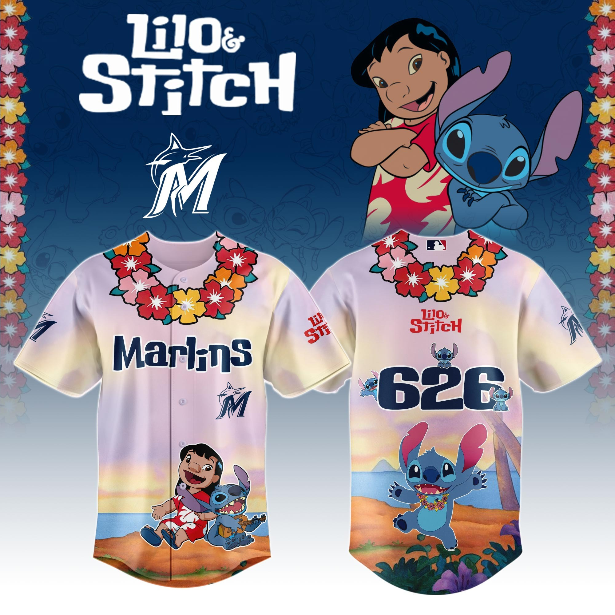 Miami Marlins x Lilo And Stitch Special Edition Jersey 2025 Miami Marlins Merch