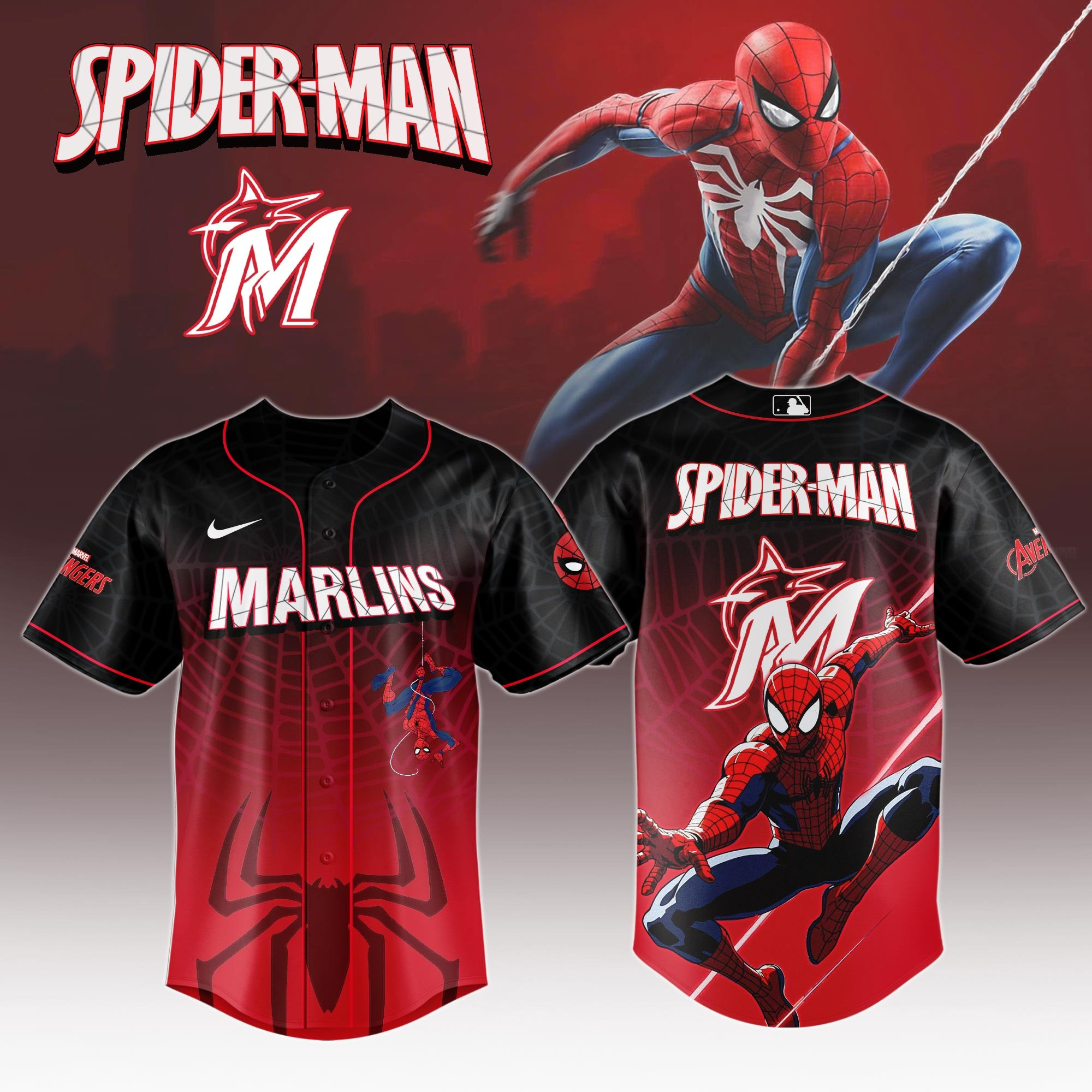 Miami Marlins x Spider Man Game Night Special Edition Jersey Miami Marlins Merch For Fans