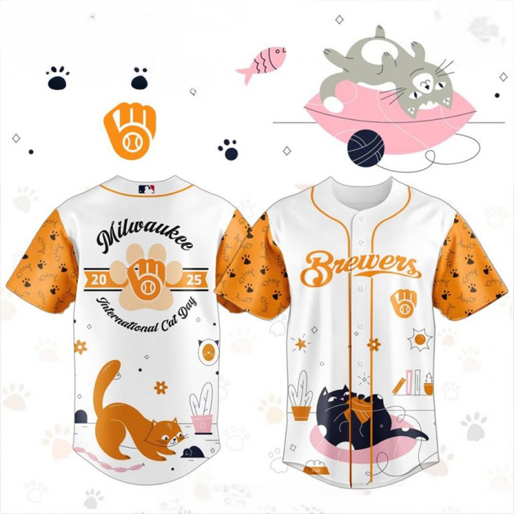 Milwaukee Brewers International Cat Day 2025 Baseball Jersey Milwaukee Brewers Merch