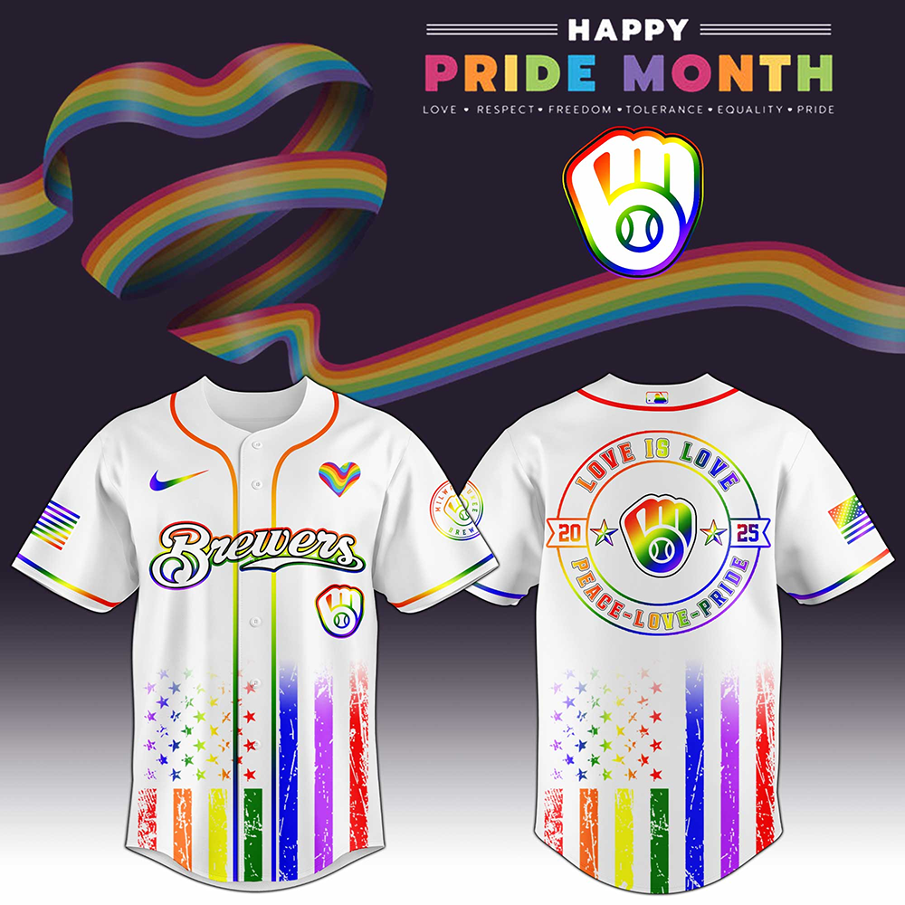 Milwaukee Brewers MLB x Happy Pride Month 2025 Baseball Jersey Milwaukee Brewers Merch For Fans