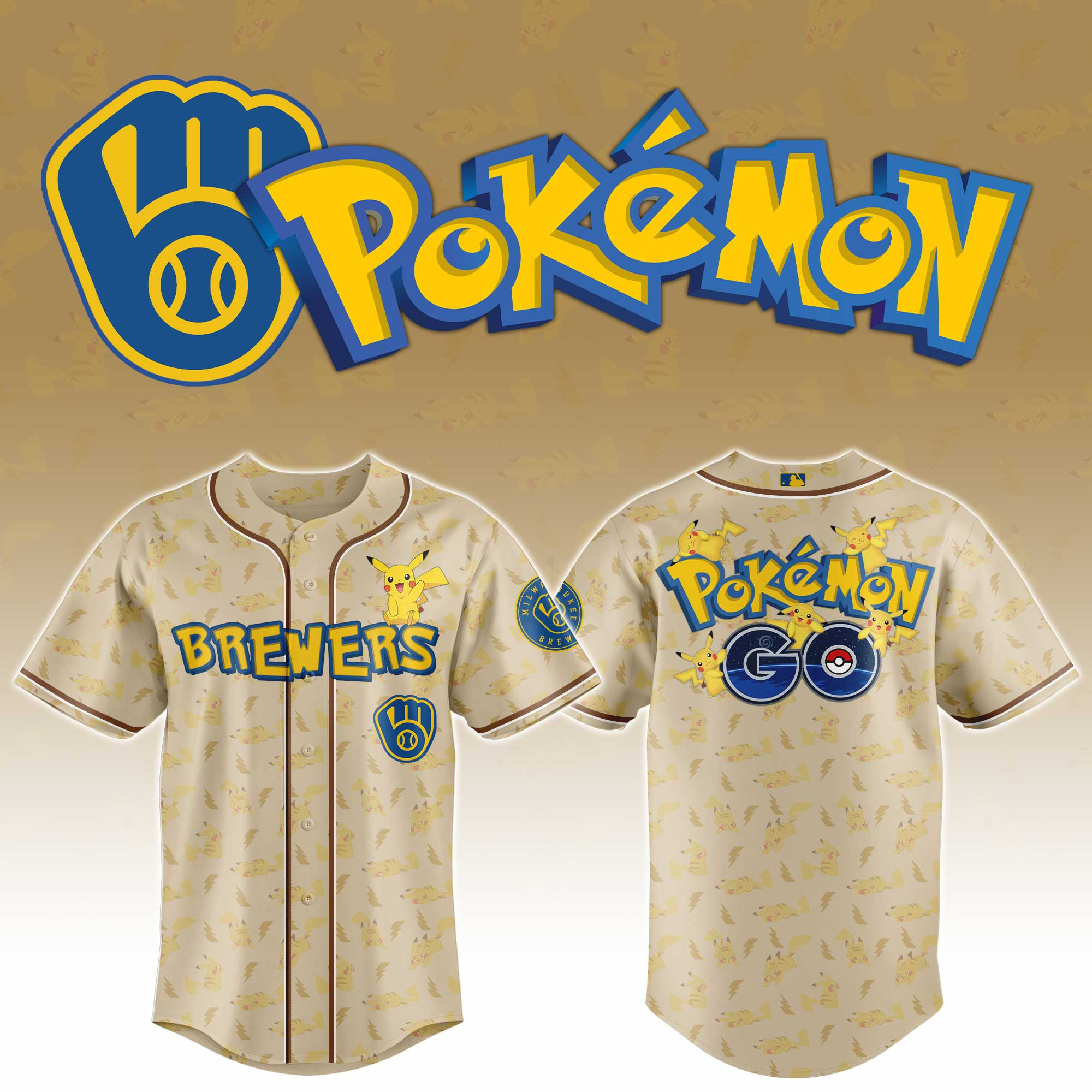 Milwaukee Brewers Mlb X Pokemon Go Master Baseball Jersey For Fans