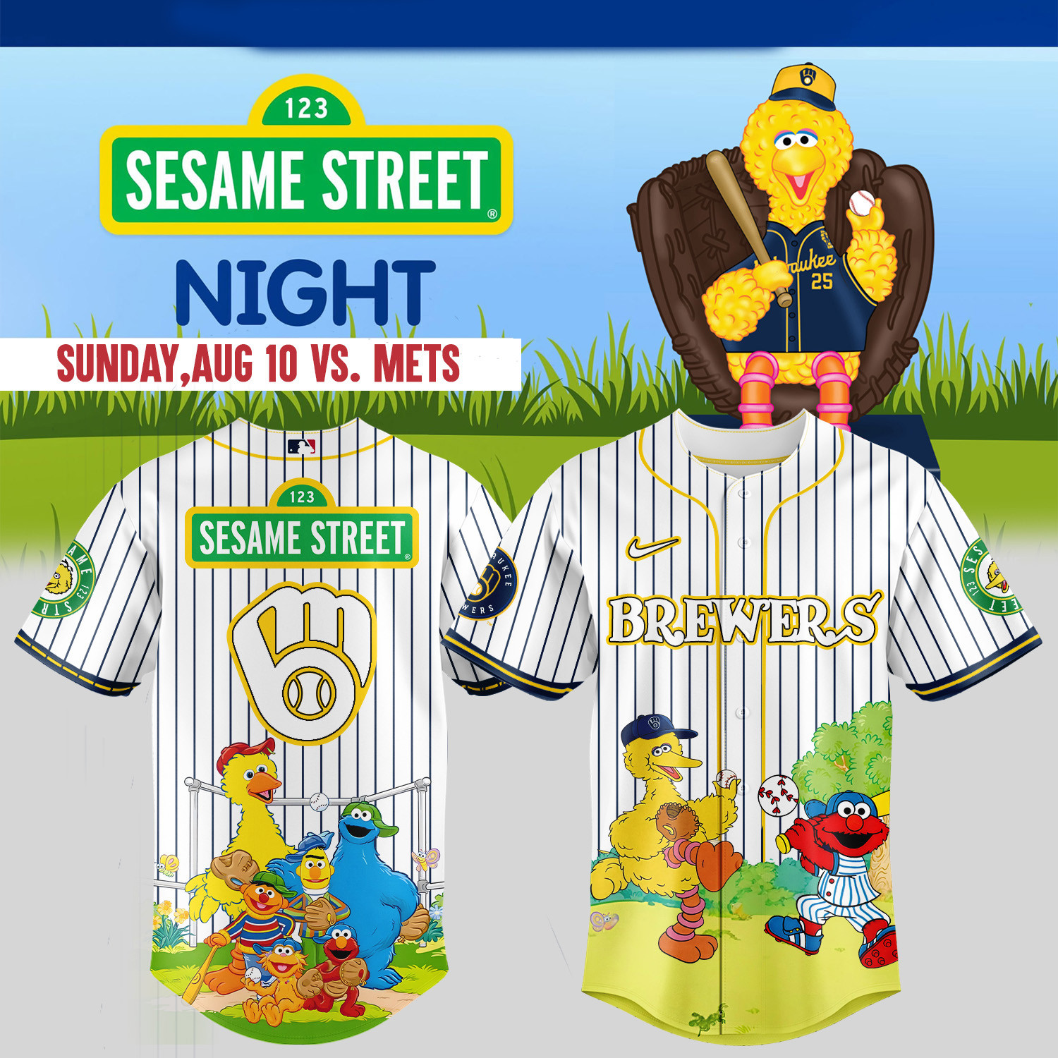 Milwaukee Brewers Sesame Street Night Jersey Fan Merch