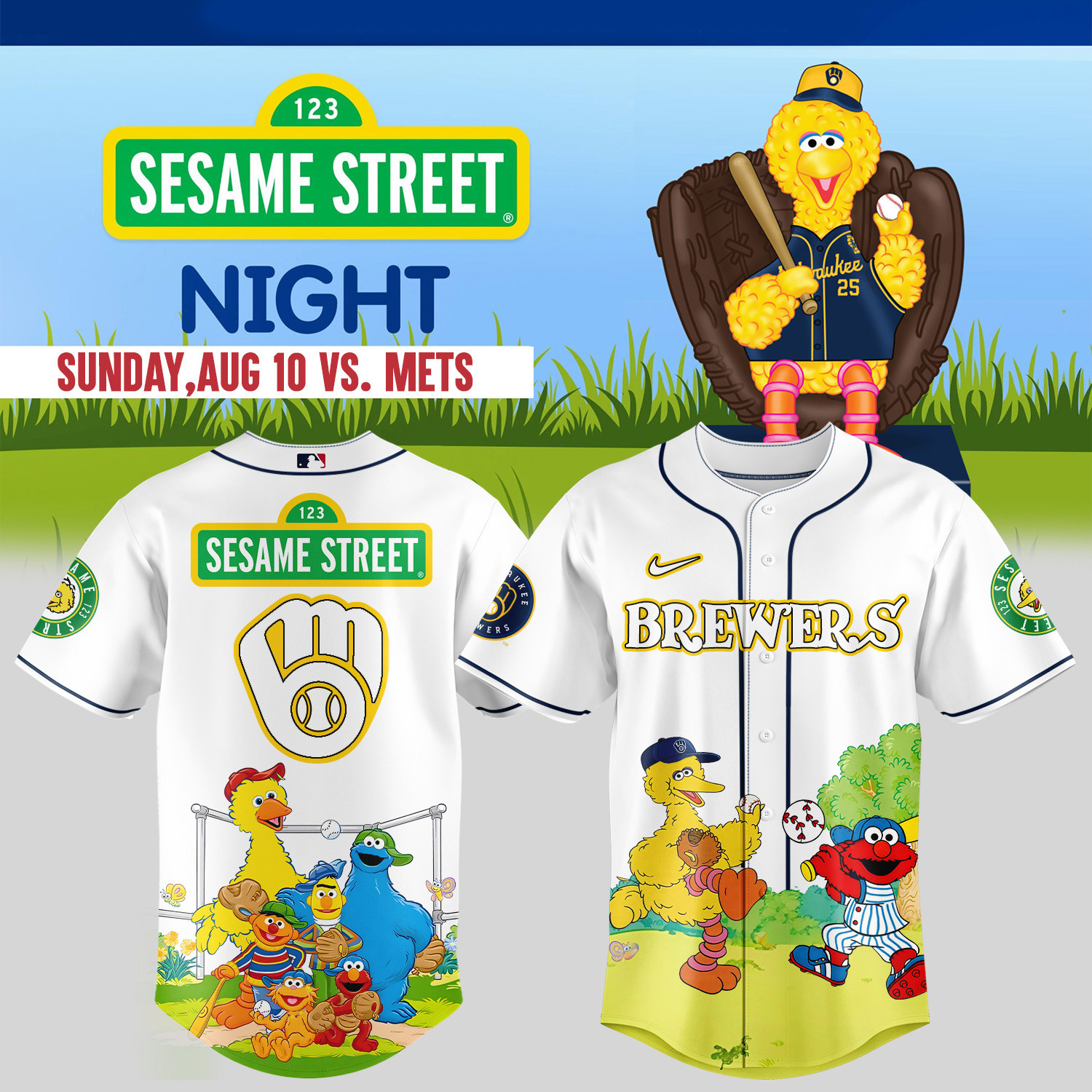 Milwaukee Brewers Sesame Street Night Jersey Perfect Gift Idea