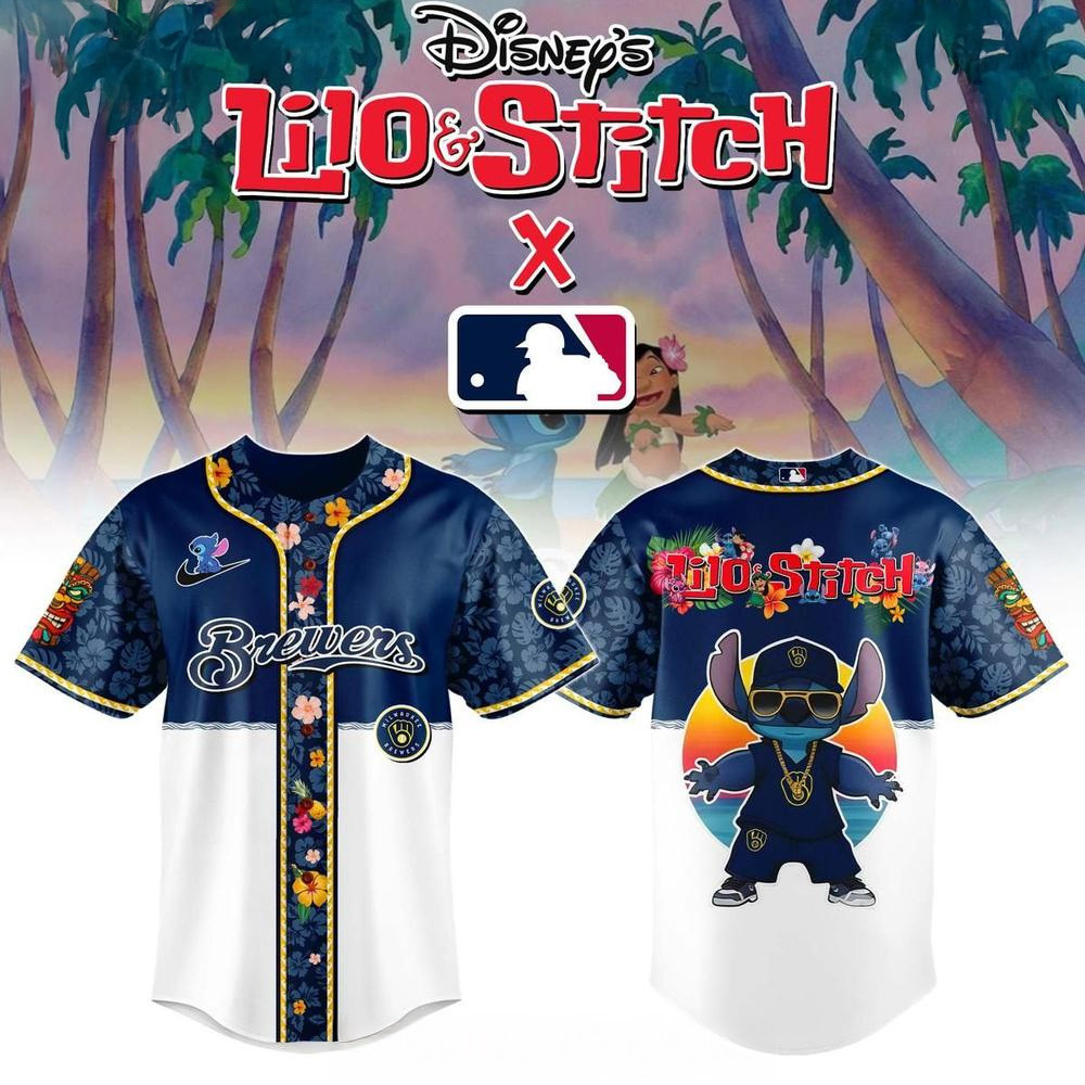 Milwaukee Brewers x Lilo And Stitch 2025 Baseball Jersey Milwaukee Brewers Merch Gifts