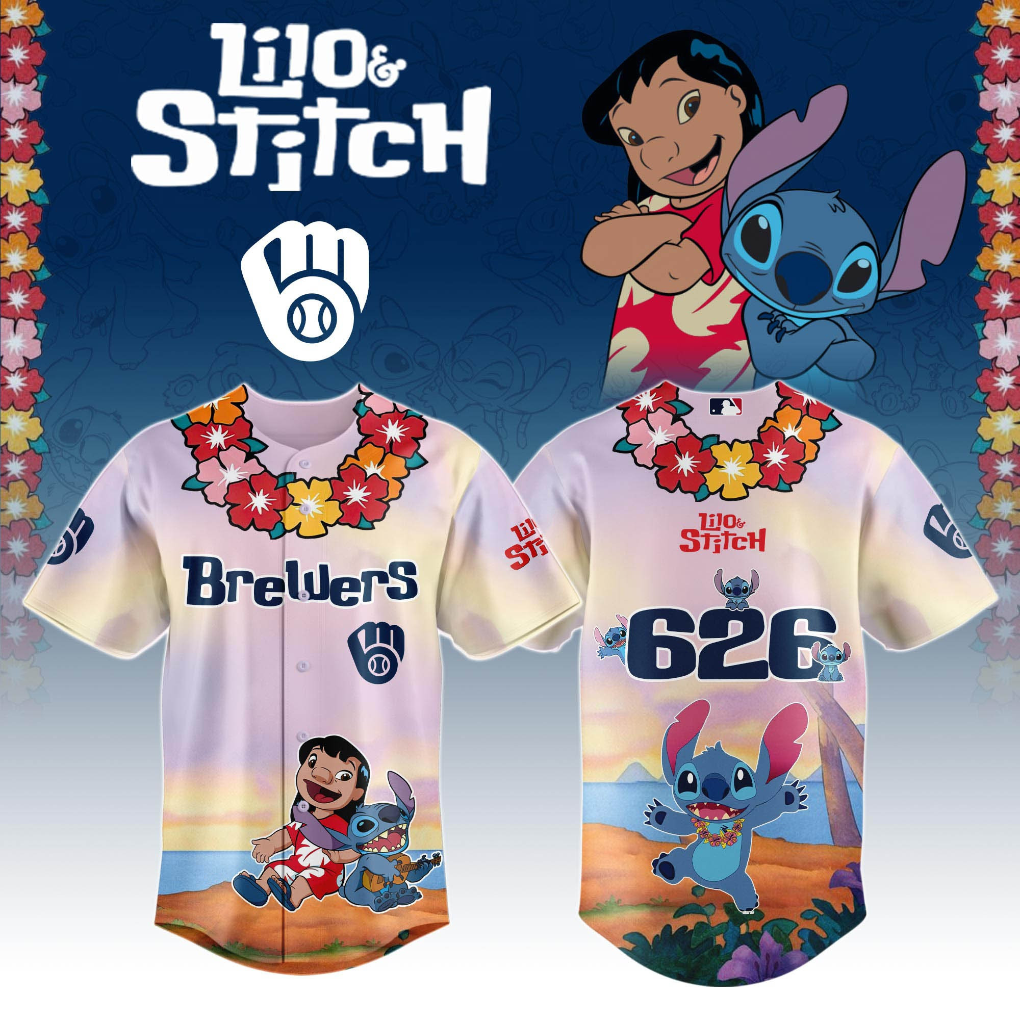Milwaukee Brewers x Lilo And Stitch Special Edition Jersey 2025 Milwaukee Brewers Merch