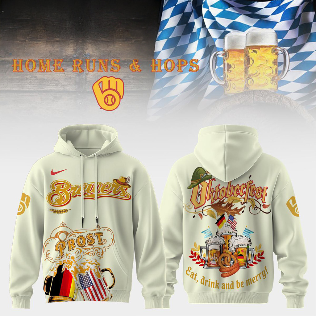 Milwaukee Brewers X Oktoberfest Home Runs Hops Hoodie Milwaukee Brewers Merch Gifts For Dad