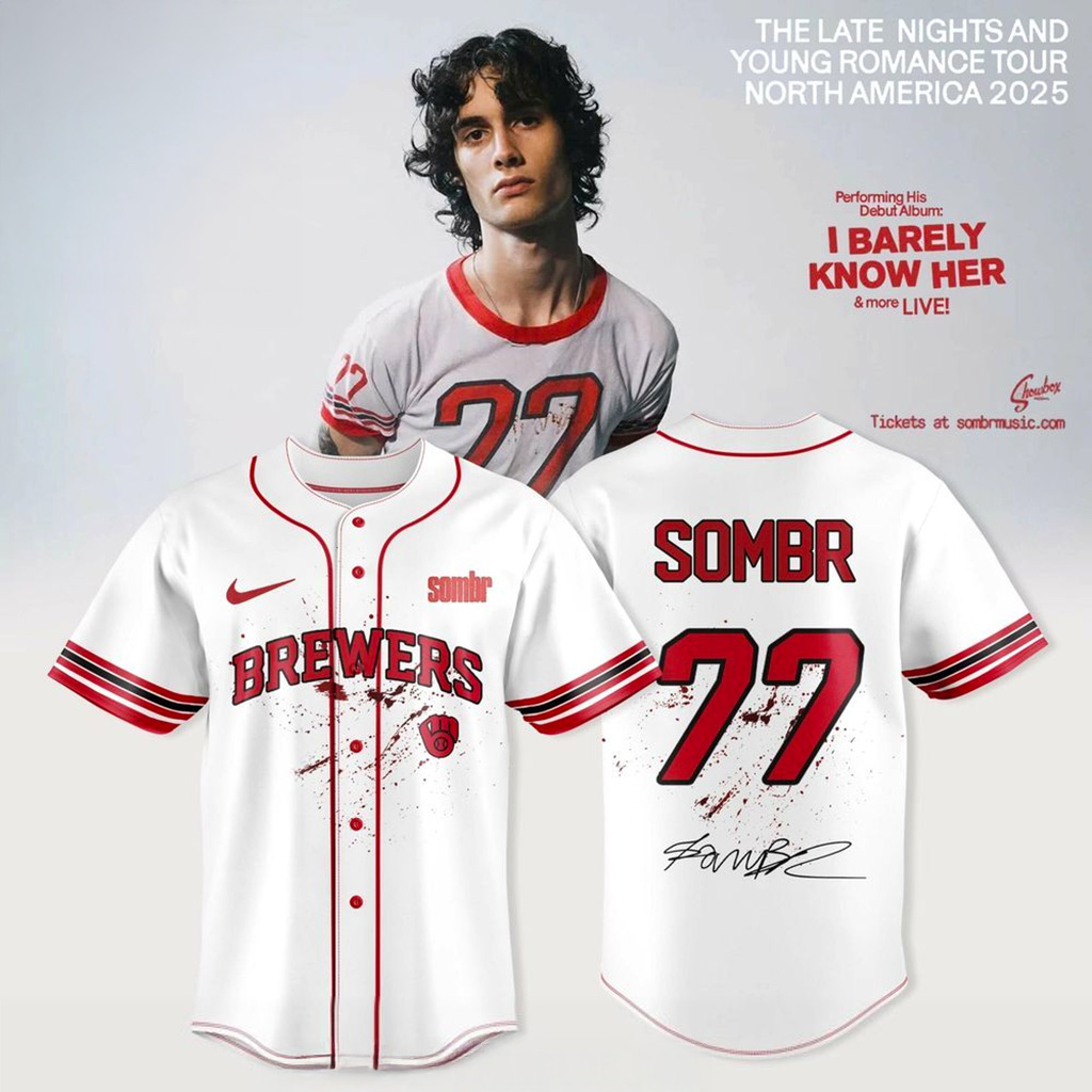 Milwaukee Brewers X Sombr The Late Nights Young Romance Tour Jersey Brewers Merch Fans Gifts