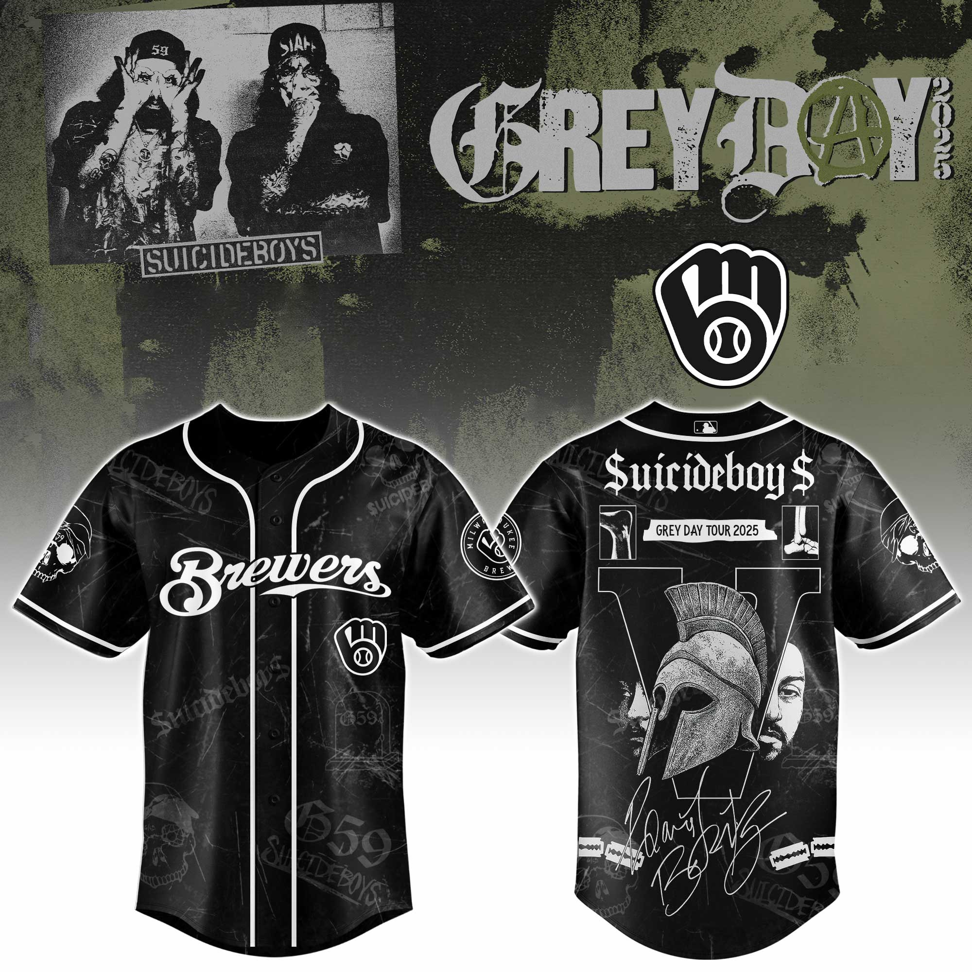 Milwaukee Brewers X Suicideboys G59 Baseball Jersey 2025 Gift For Baseball Fans