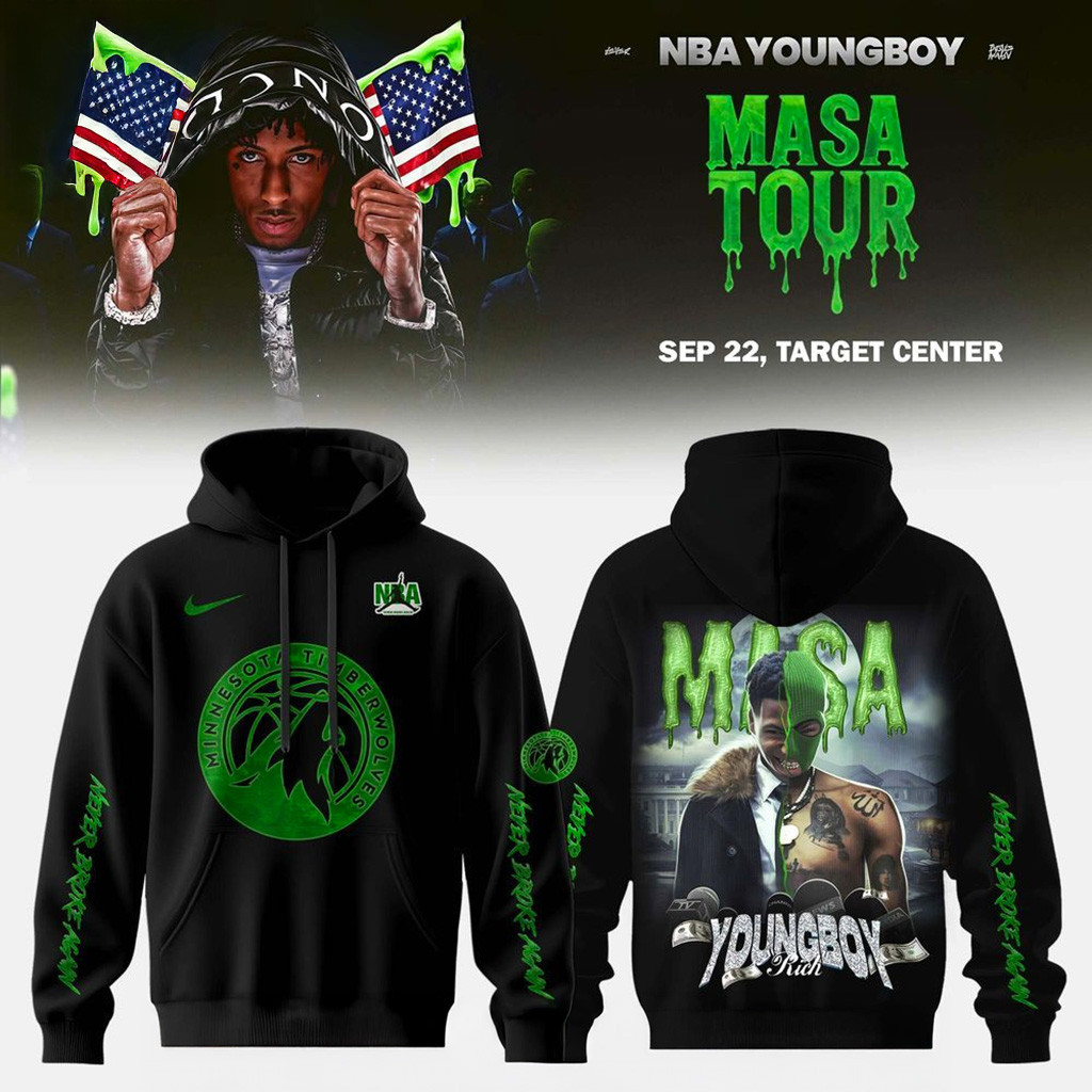 Minnesota Timberwolves X Young Boy Masa Tour Merch Hoodie Minnesota Timberwolves Merch