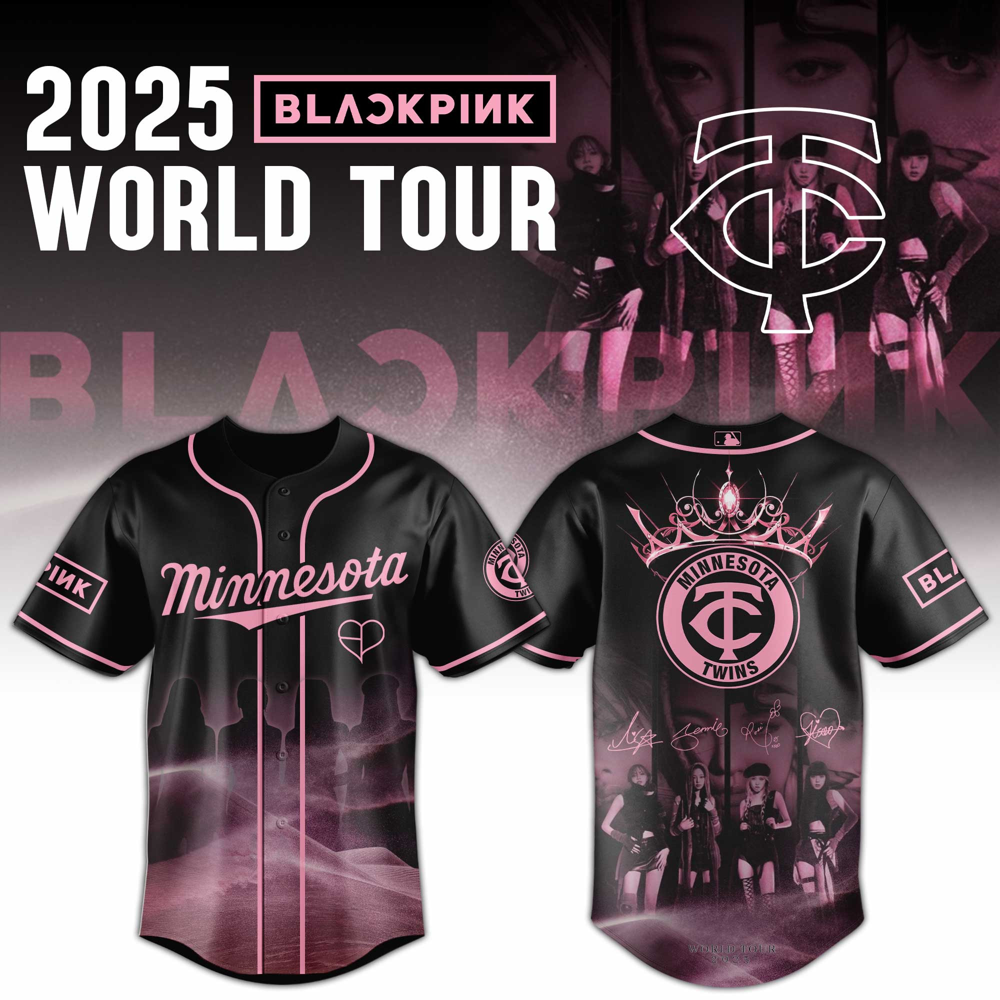 Minnesota Twins Mlb X Black Pink World Tour Baseball Jersey For Fans