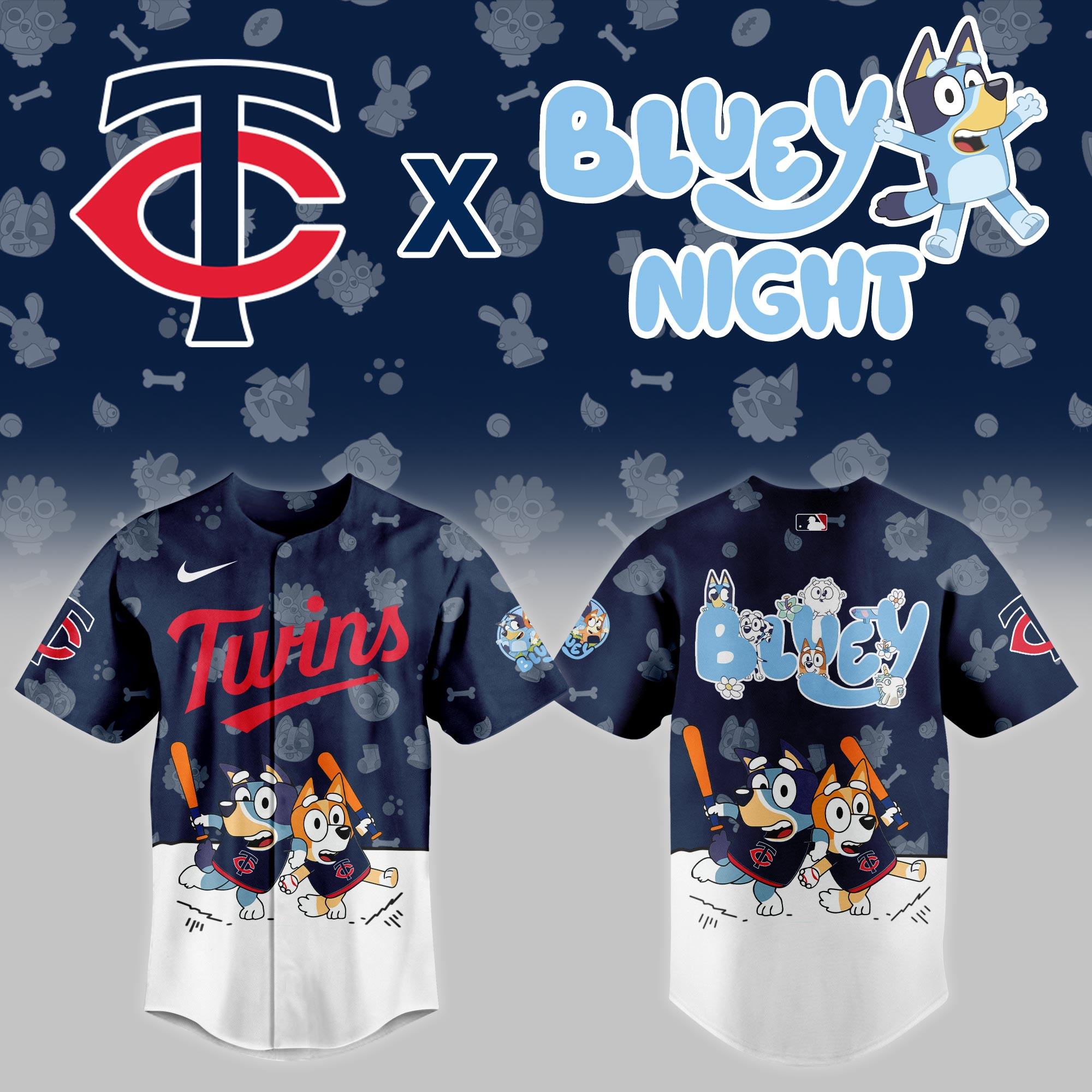 Minnesota Twins Mlb X Bluey Night Baseball Jersey For Fan