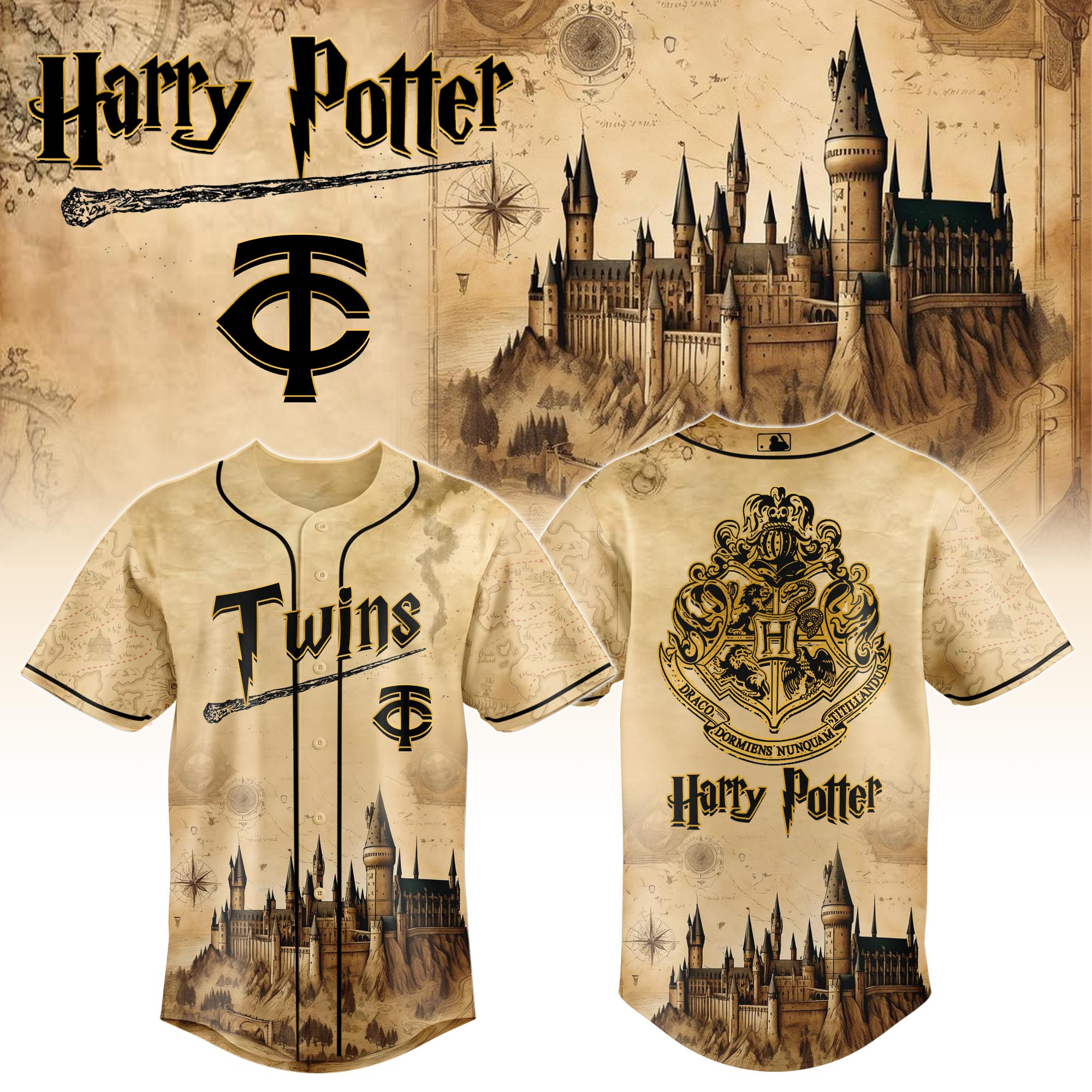 Minnesota Twins Mlb X Harry Potter Hogwarts Baseball Jersey For Fan