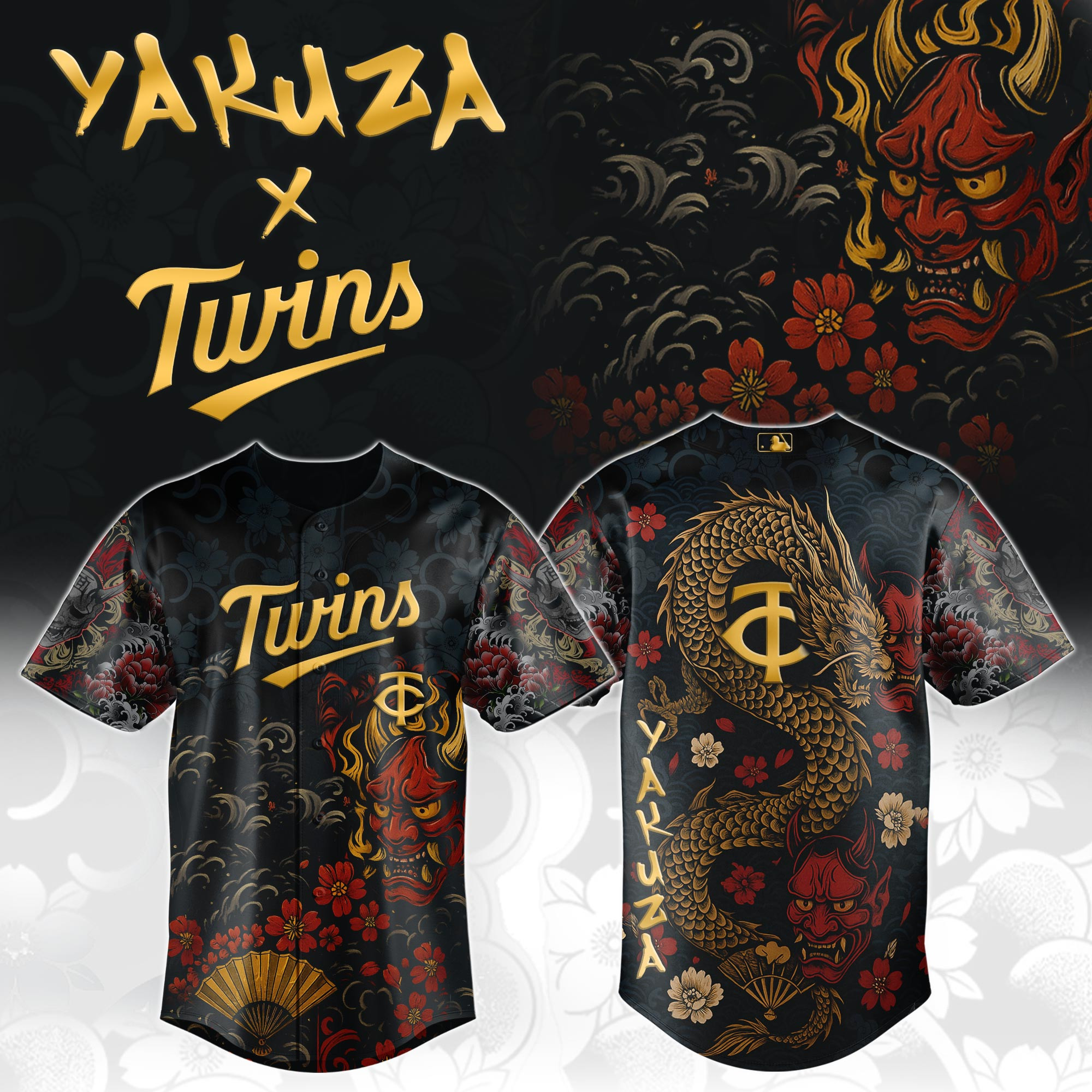 Minnesota Twins Mlb X Yakuza Dragon Oni Baseball Jersey For Fans