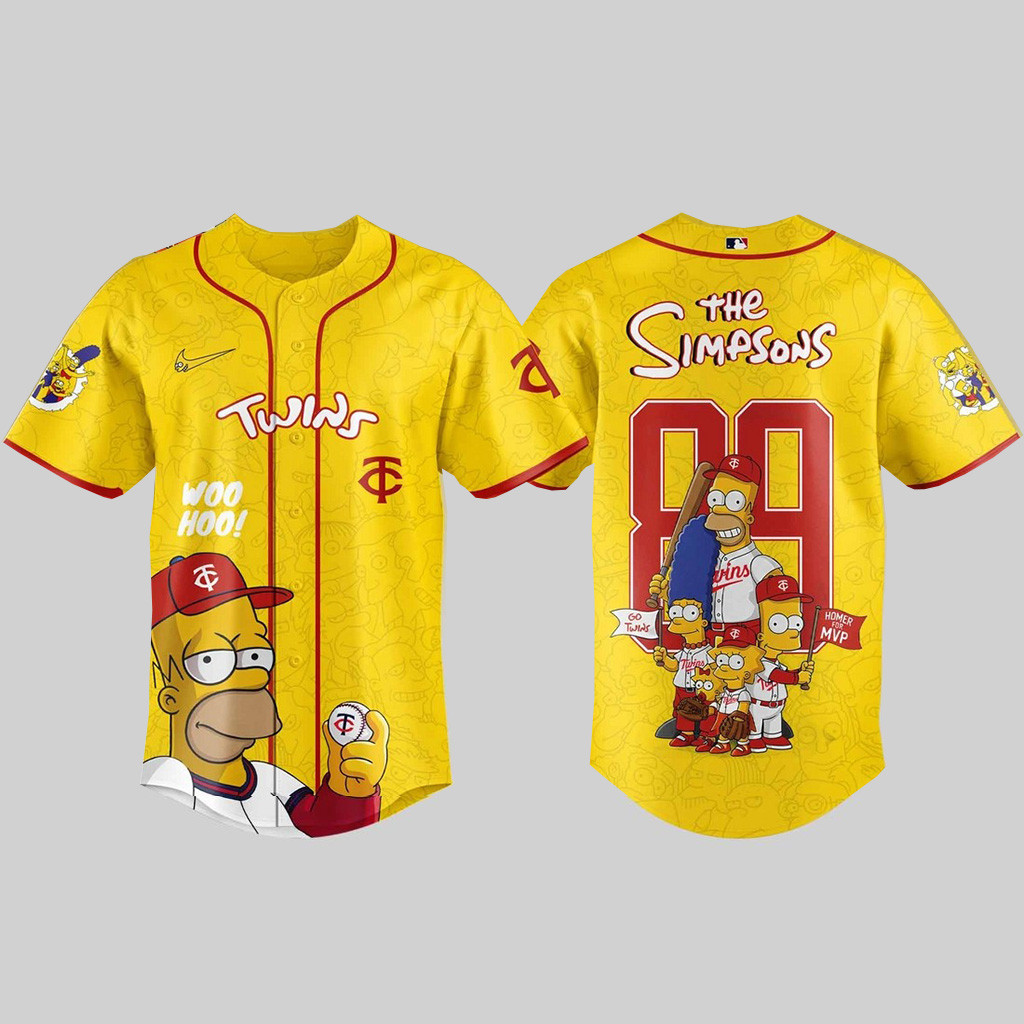 Minnesota Twins X The Simpsons Baseball Jersey Minnesota Twins Merch Boyfriend Gifts