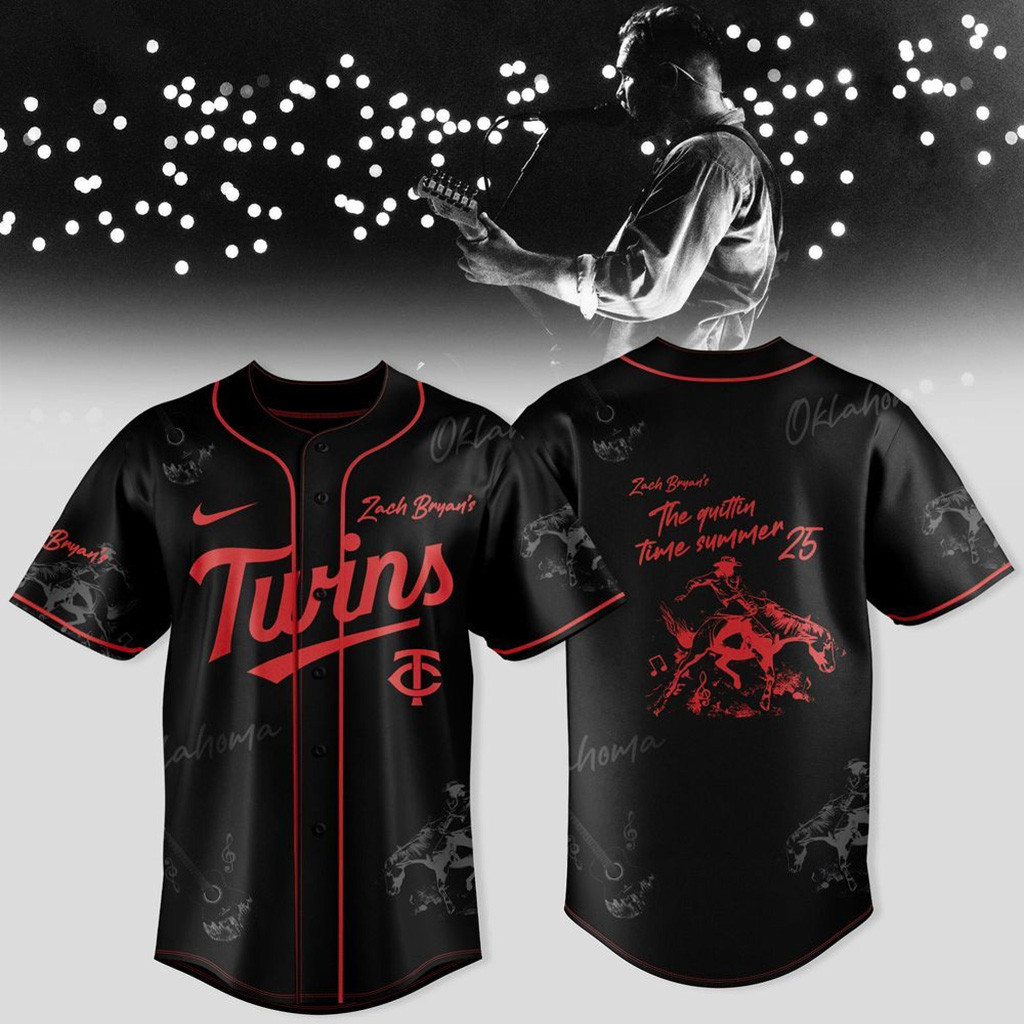 Minnesota Twins X Zach Bryan The Quittin Time Tour 2025 Baseball Jersey Minnesota Twins Merch