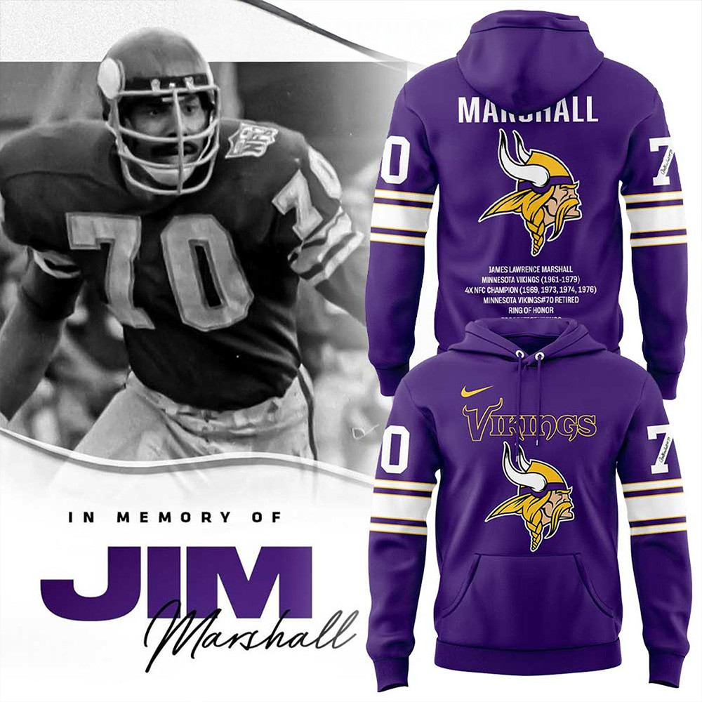 Minnesota Vikings Jim Marshall Memories Hoodie Best Gifts For Football Fans