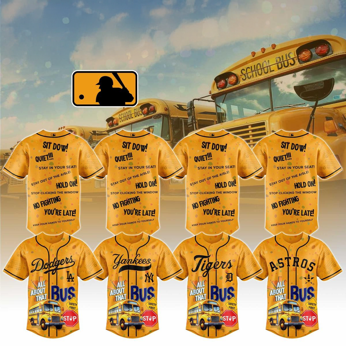 MLB X Back To School 2025 Yellow Baseball Jersey MLB Merch Gifts For Fans
