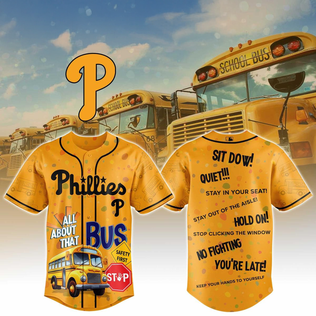 MLB X Back To School 2025 Yellow Baseball Jersey MLB Merch Gifts For Fans