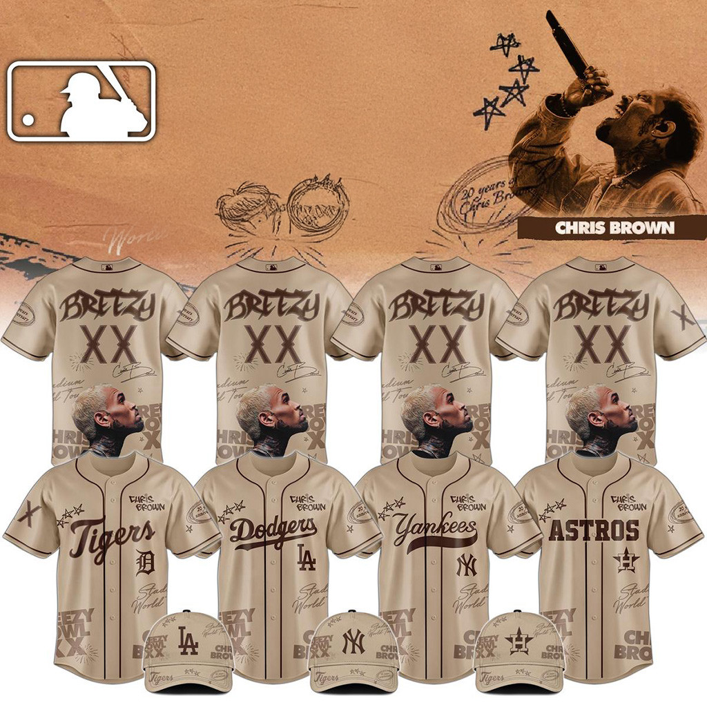 MLB X Chris Brown Breezy Bowl 20xx Tour 2025 Brown Jersey MLB Merch Gifts For Dad