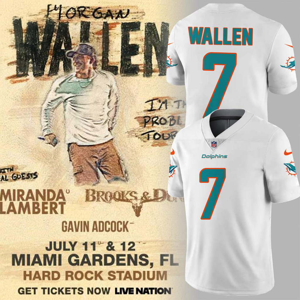 Morgan Wallen X Miami Dolphins Football Jersey Fan Merch Gifts For Father