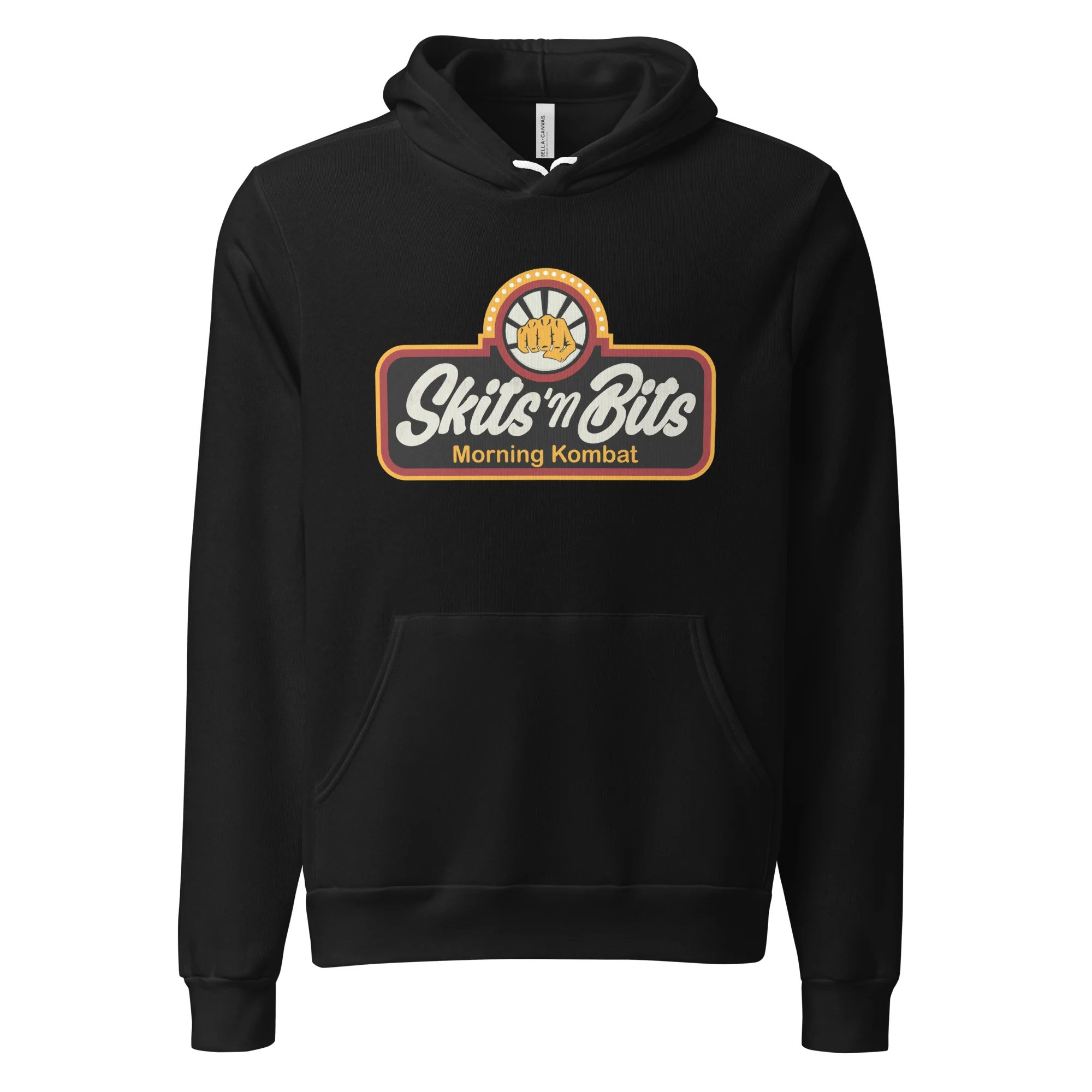 Morning Kombat Merch Skits'n Bits Morning Kombat Black Hoodie Stepdad Gifts For Father's Day