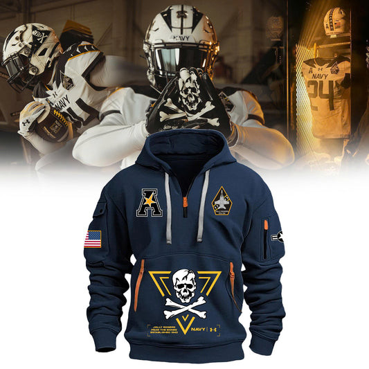 Navy Midshipmen Football Half Zip Hoodie Football Related Gifts For Him