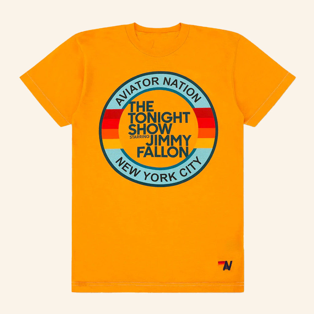 NBC Merch The Tonight Show Starring Jimmy Fallon X Aviator Nation Golden T-Shirt Gifts
