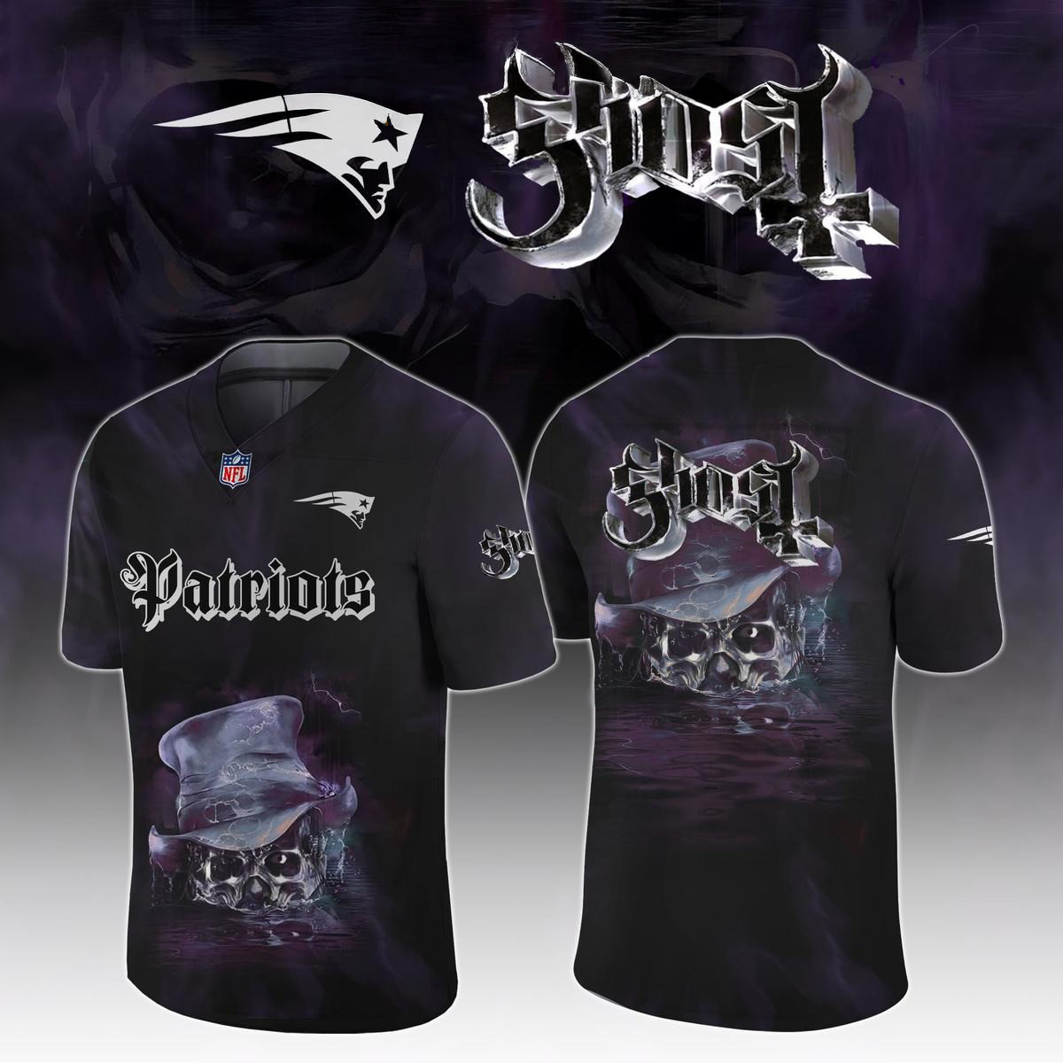 New England Patriots Celebration Ghost Skeletour World Tour 2025 Football Jersey Patriots Merch