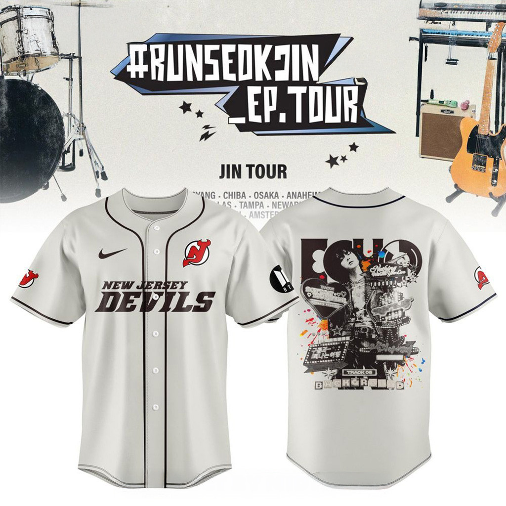 New Jersey Devils x Jin BTS Runseokjin EP Tour 2025 Baseball Jersey Devils Merch Gift For Dad