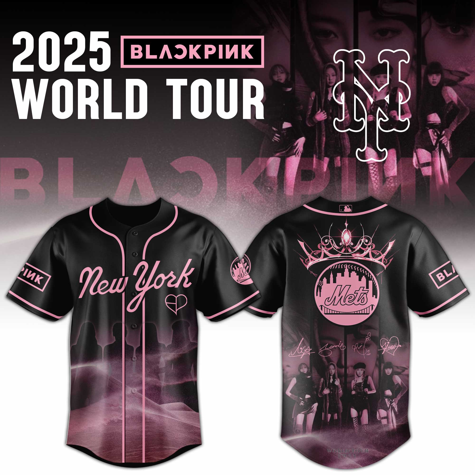 New York Mets Mlb X Black Pink World Tour Baseball Jersey For Fans