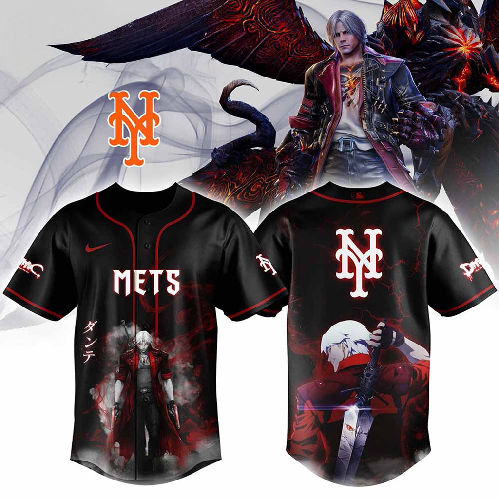 New York Mets MLB X Dante Devil May Cry Baseball Jersey New York Mets Merch Fans Gifts
