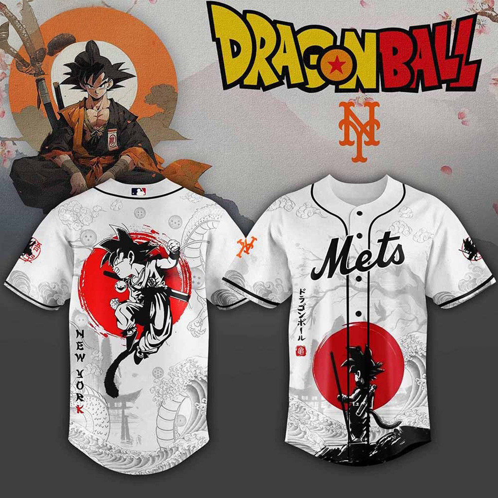 New York Mets MLB X Dragon Ball Baseball Jersey Mets Merch Best Gifts For Baseball Fans
