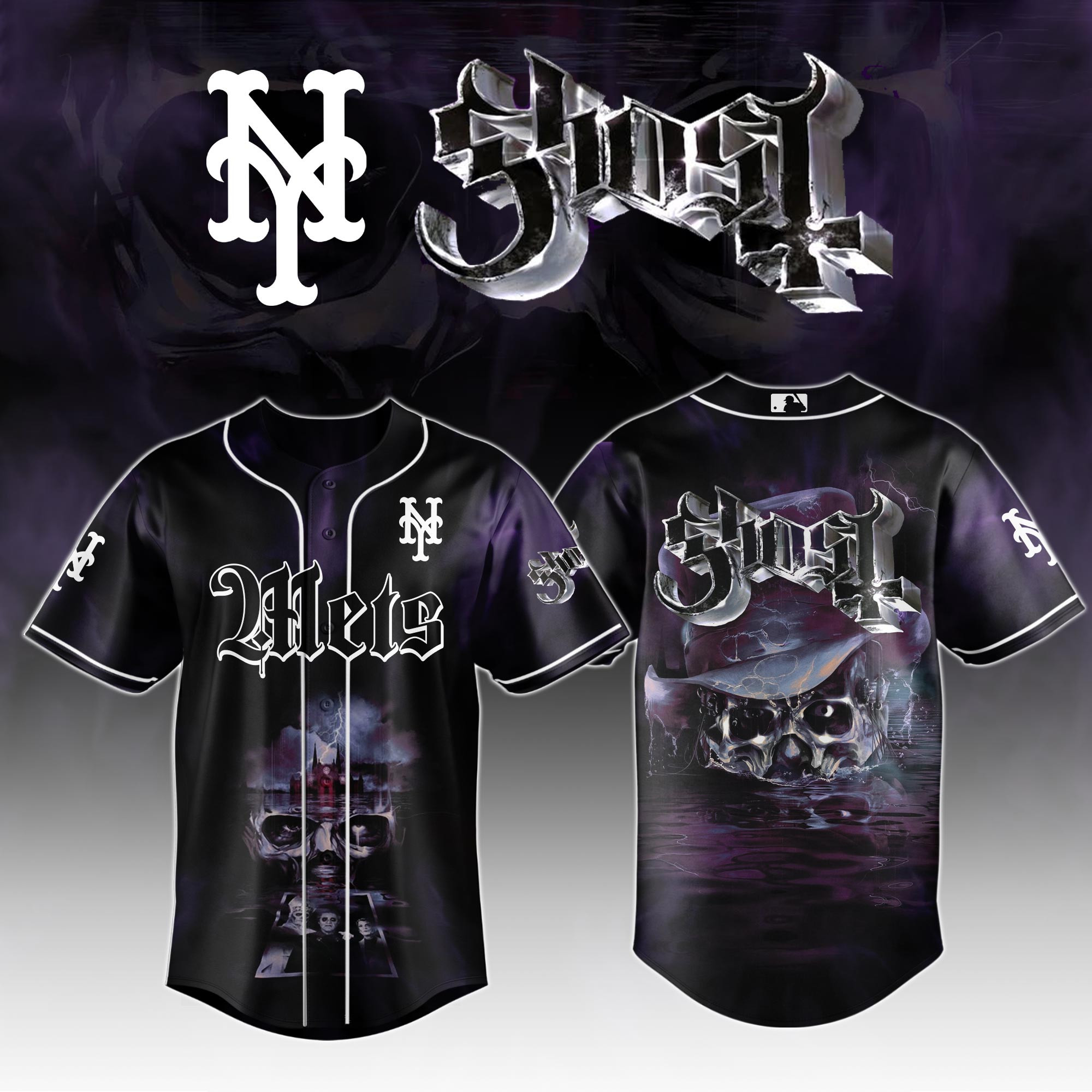 New York Mets Mlb X Ghost Skeletour World Tour Baseball Jersey For Fans