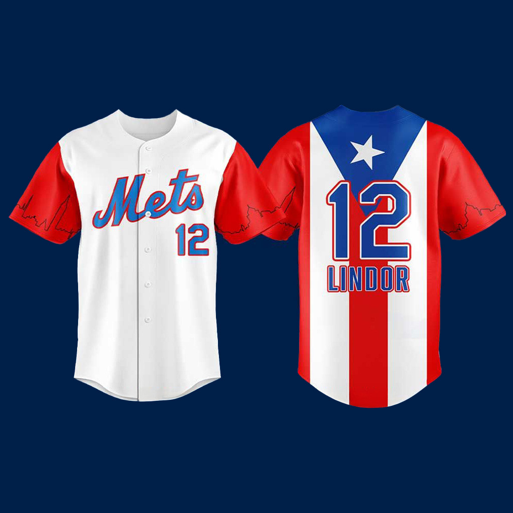 New York Mets Puerto Rico Francisco Lindor Jersey 2025 Mets Merch Gifts For Baseball Fans