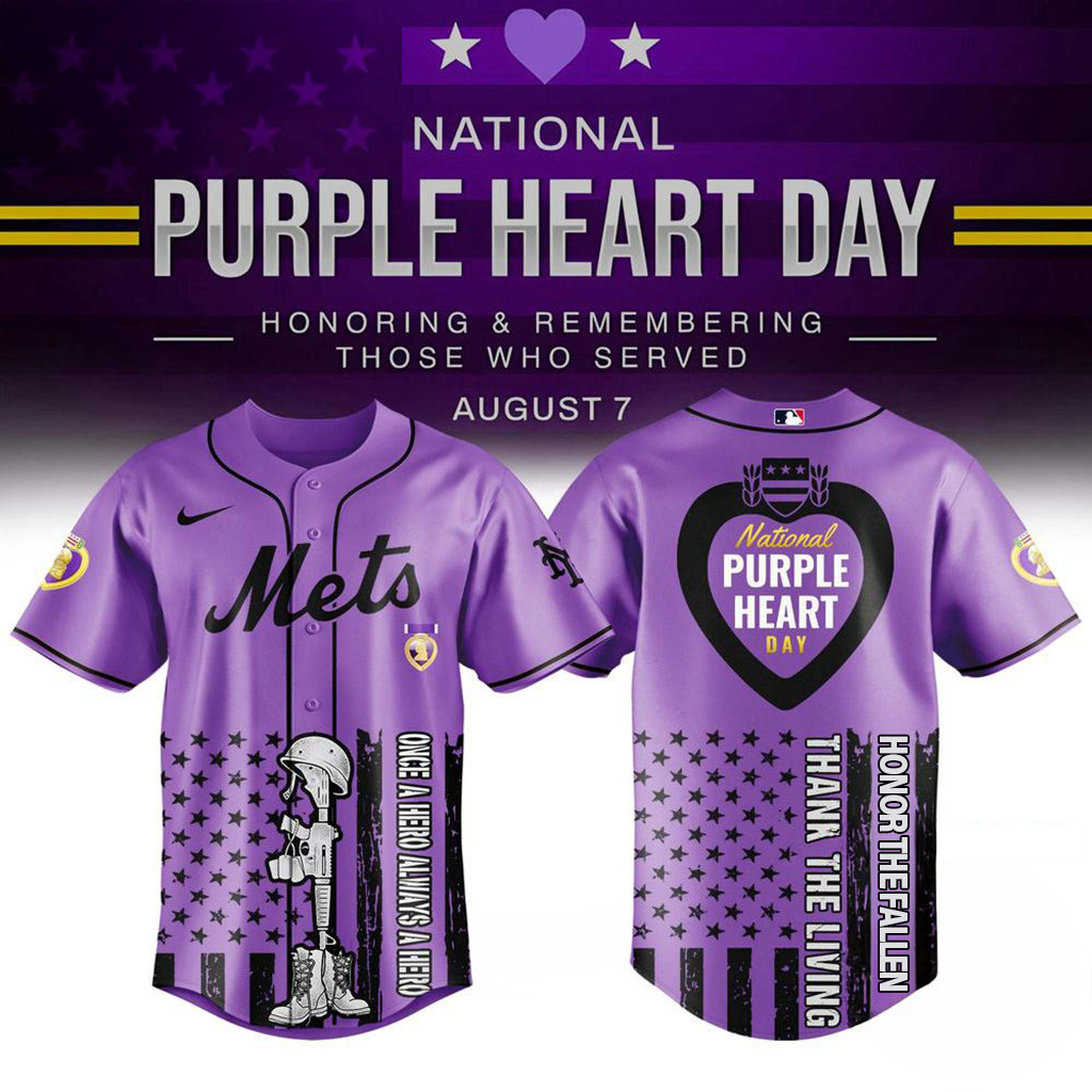 New York Mets Purple Heart Day Baseball Jersey Mets Merch Baseball Lover Gift Ideas