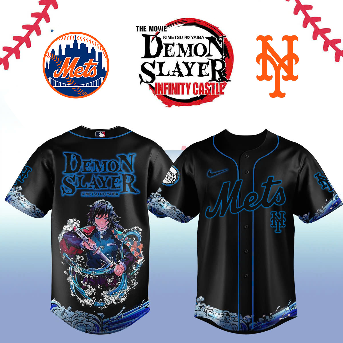 New York Mets x Demon Slayer Giyu Tomioka Jersey 2025 Gift For Fans