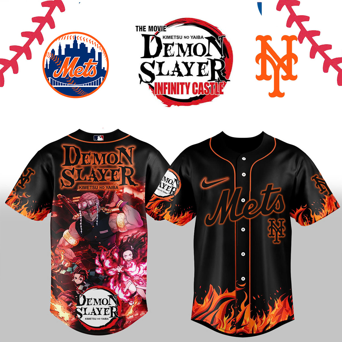 New York Mets x Demon Slayer Jersey 2025 Gift For Fans