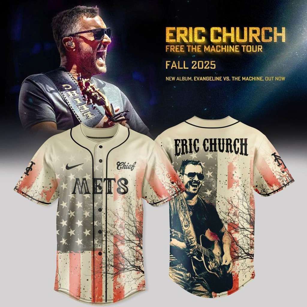 New York Mets X Eric Church Free The Machine Tour 2025 Jersey New York Mets Merch Him Gifts